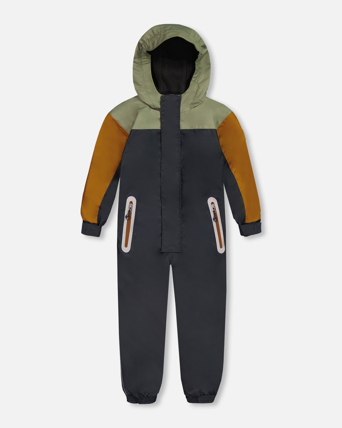 Colorblock Mid-Season One-Piece Outerwear Dark Gray, Sage, And Tan
