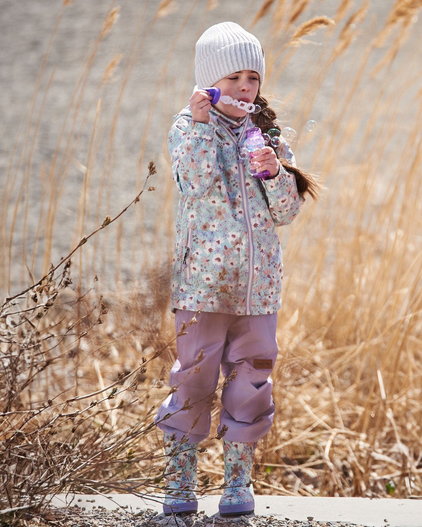 Printed Rain Boots Small White Flowers On Turquoise And Lilac