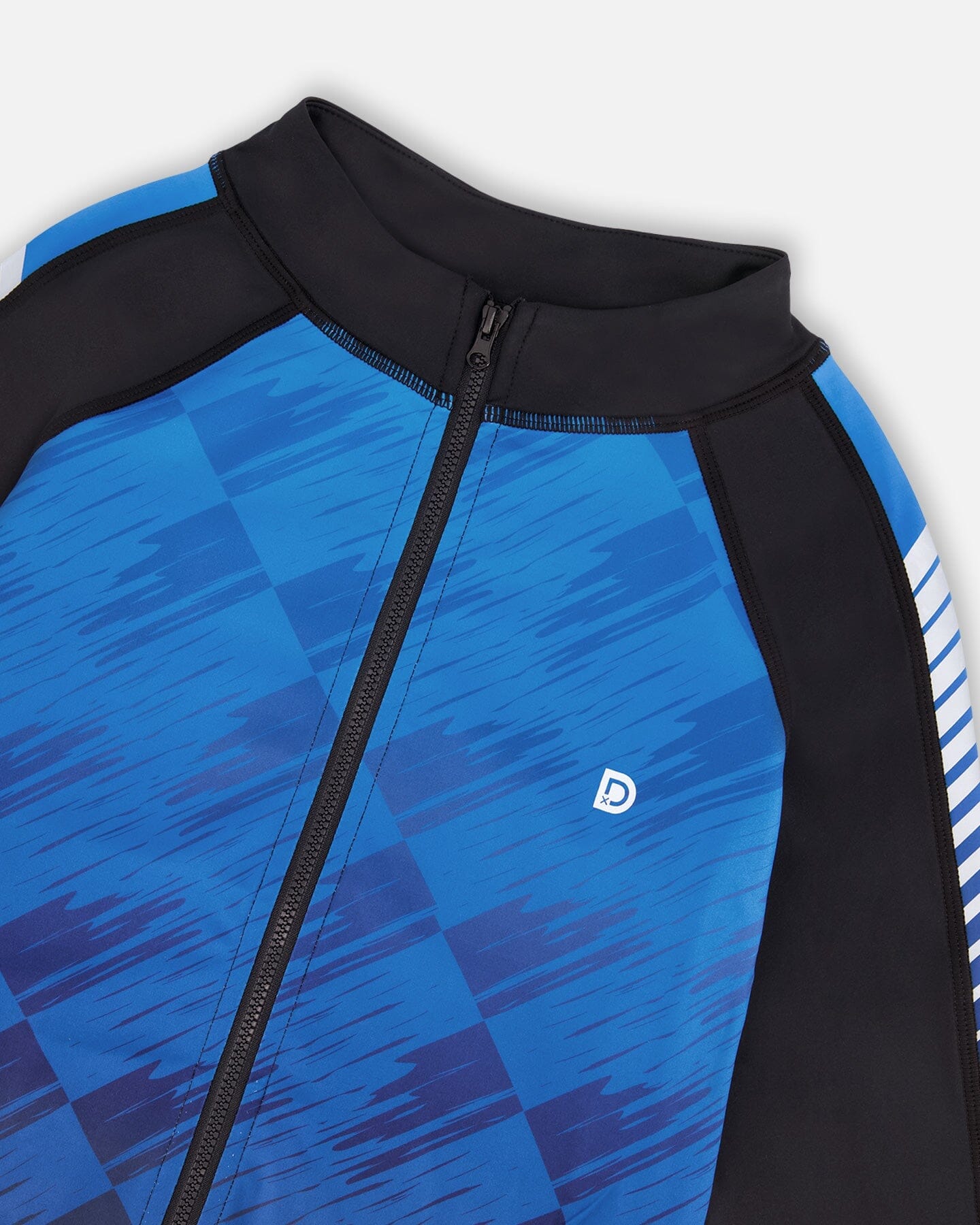 Printed Full Zip Athletic Cardigan Blue And Black