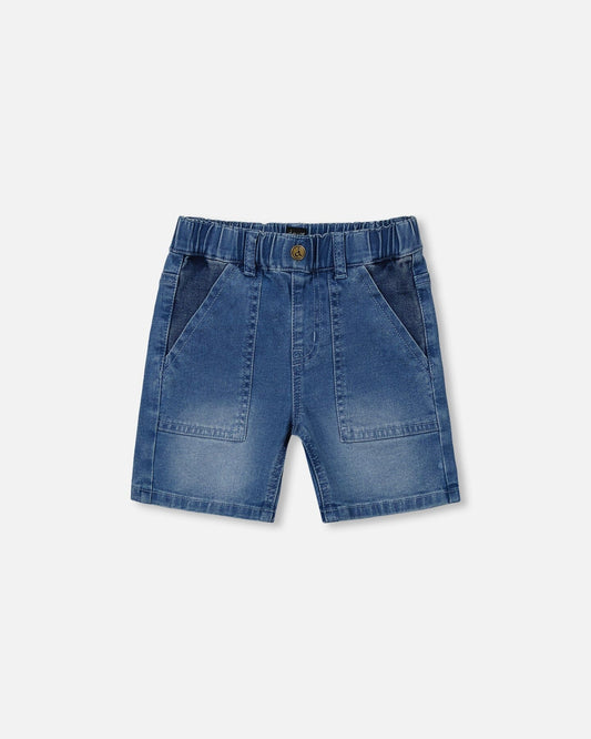 French Terry Denim Short Two-Tone Denim Blue