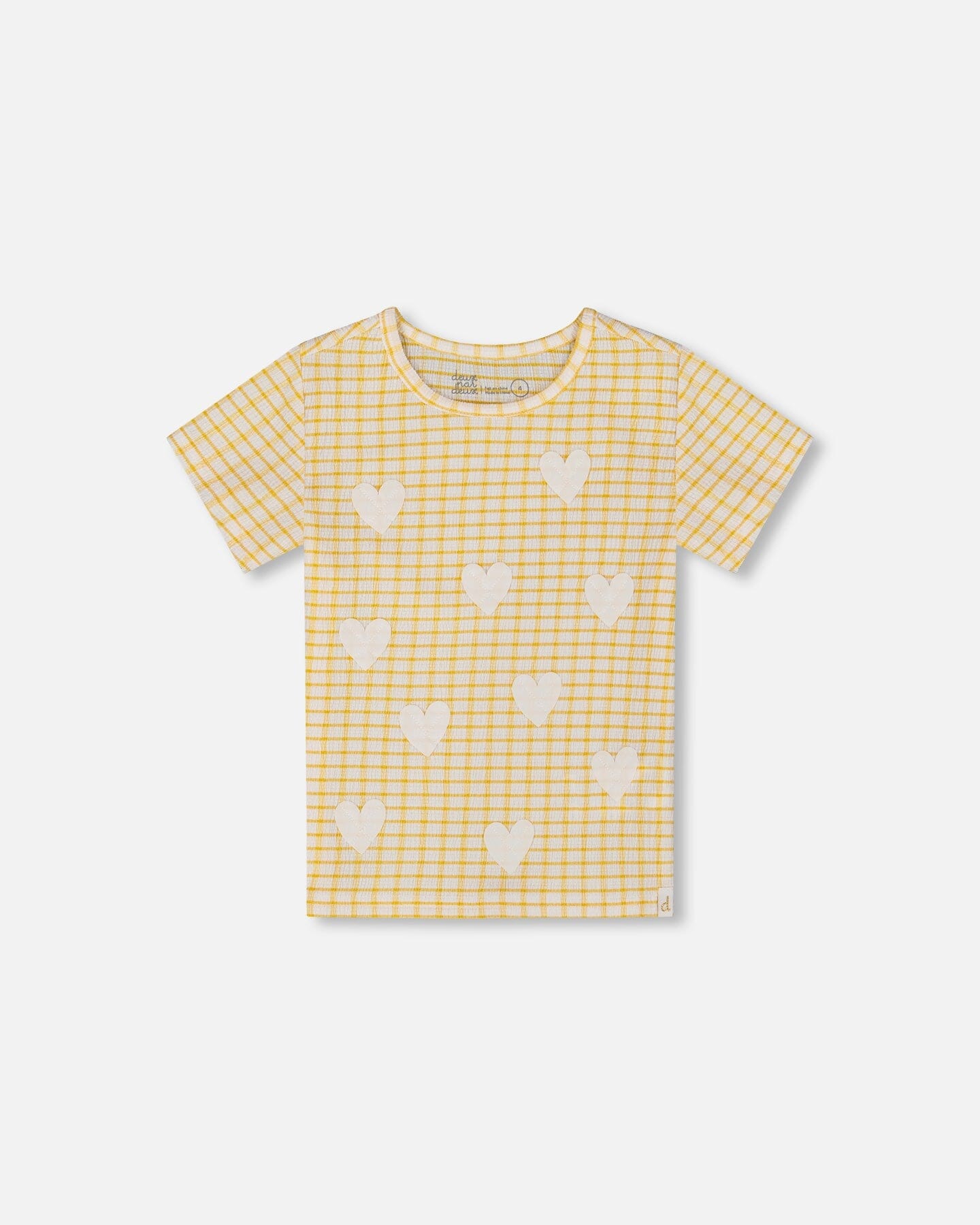Crinkle Top With Applique Pale Yellow And White