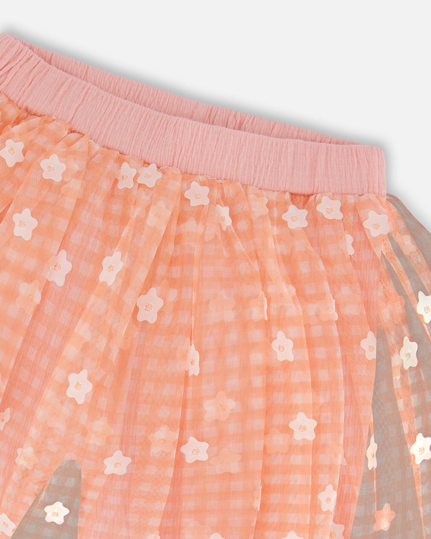 Crinkle Biker Short With Flower Mesh Skirt Light Old Pink