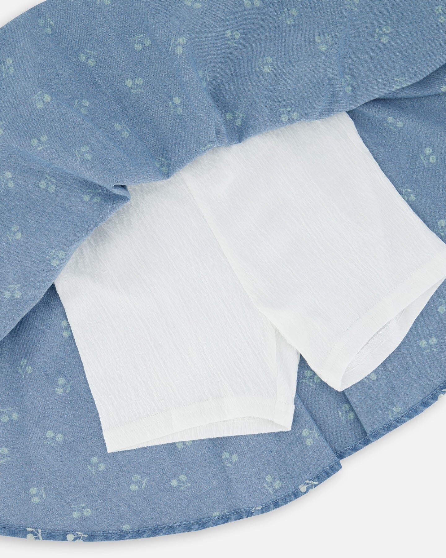 Printed Chambray Skort Blue And White Cherries