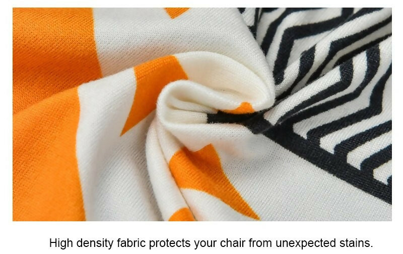 Anyhouz Office Chair Cover Orange White Geometric Non-Slip Rotating Seat