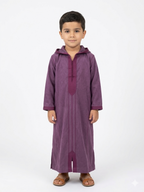 Authentic Kids' Moroccan Djellaba – Rich Plum MLIFA with Handcrafted Sfifa Details