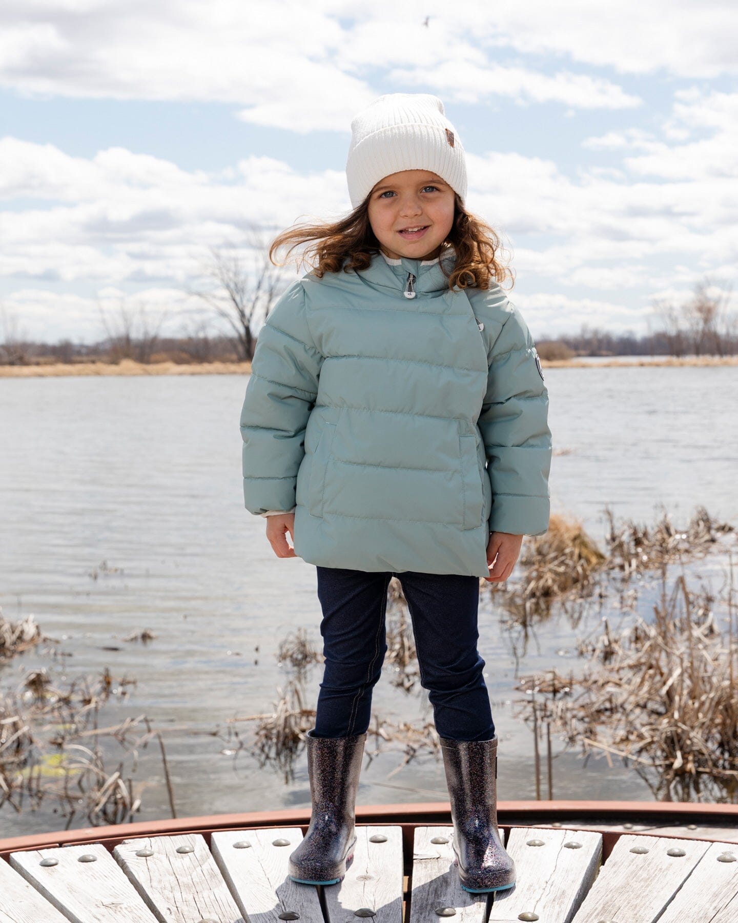 Puffer Winter Jacket Designed For Car Seat Sage Green