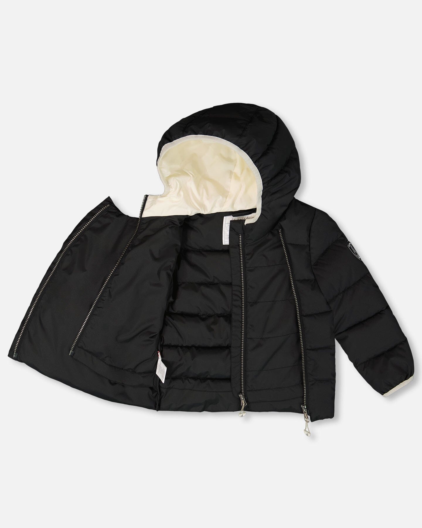 Packable Winter Puffy Coat Designed For Car Seat Black