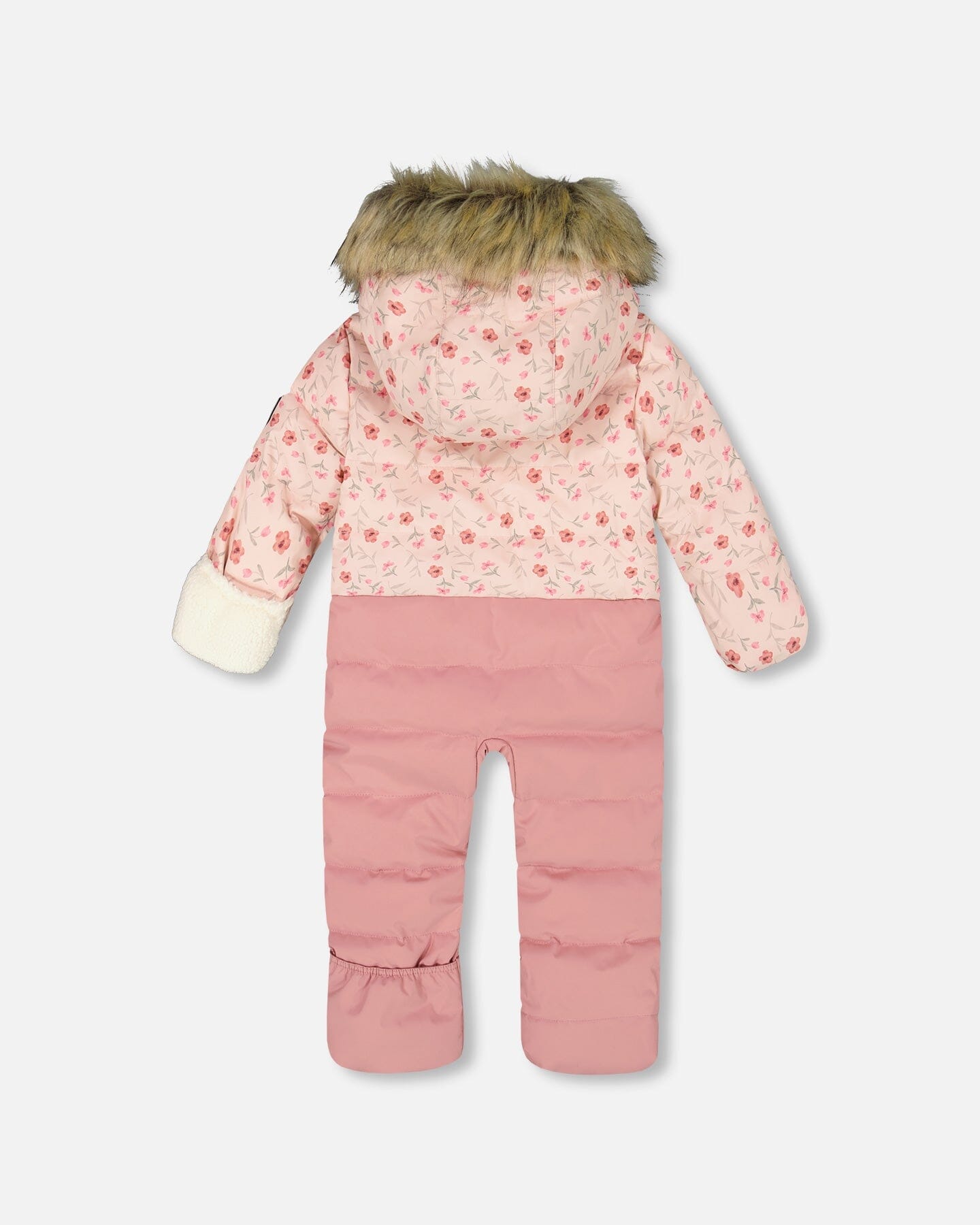 One-Piece Baby Snug Snowsuit Designed For Car Seat Pink Mini Flowers