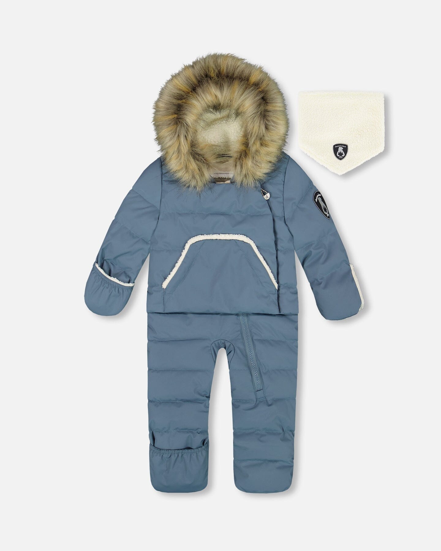 One-Piece Baby Snug Snowsuit Designed For Car Seat Dark Gray Blue
