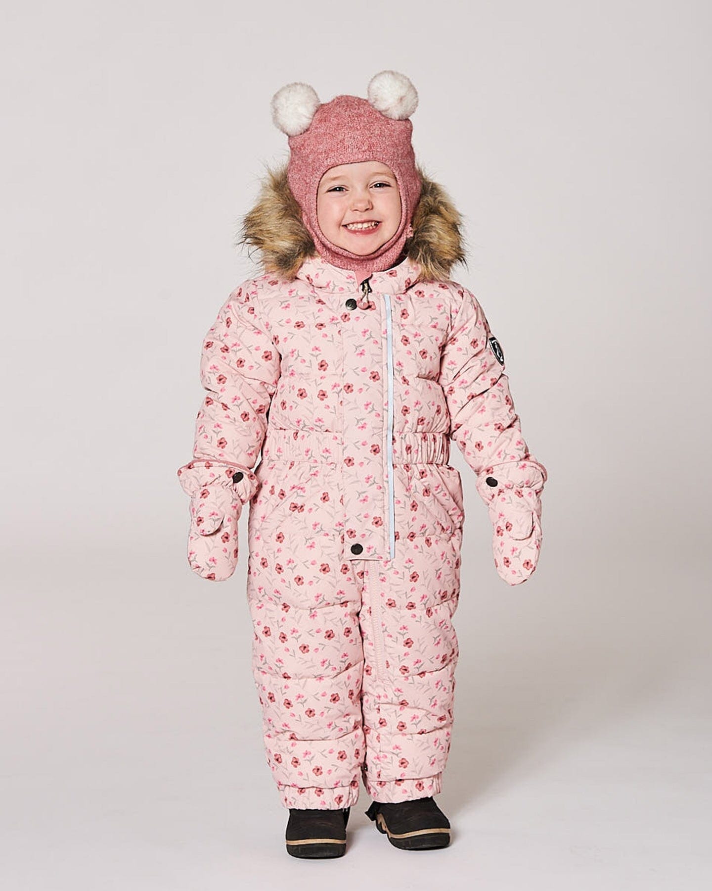 One-Piece Baby Original Puffy Snowsuit Pink Mini Flowers