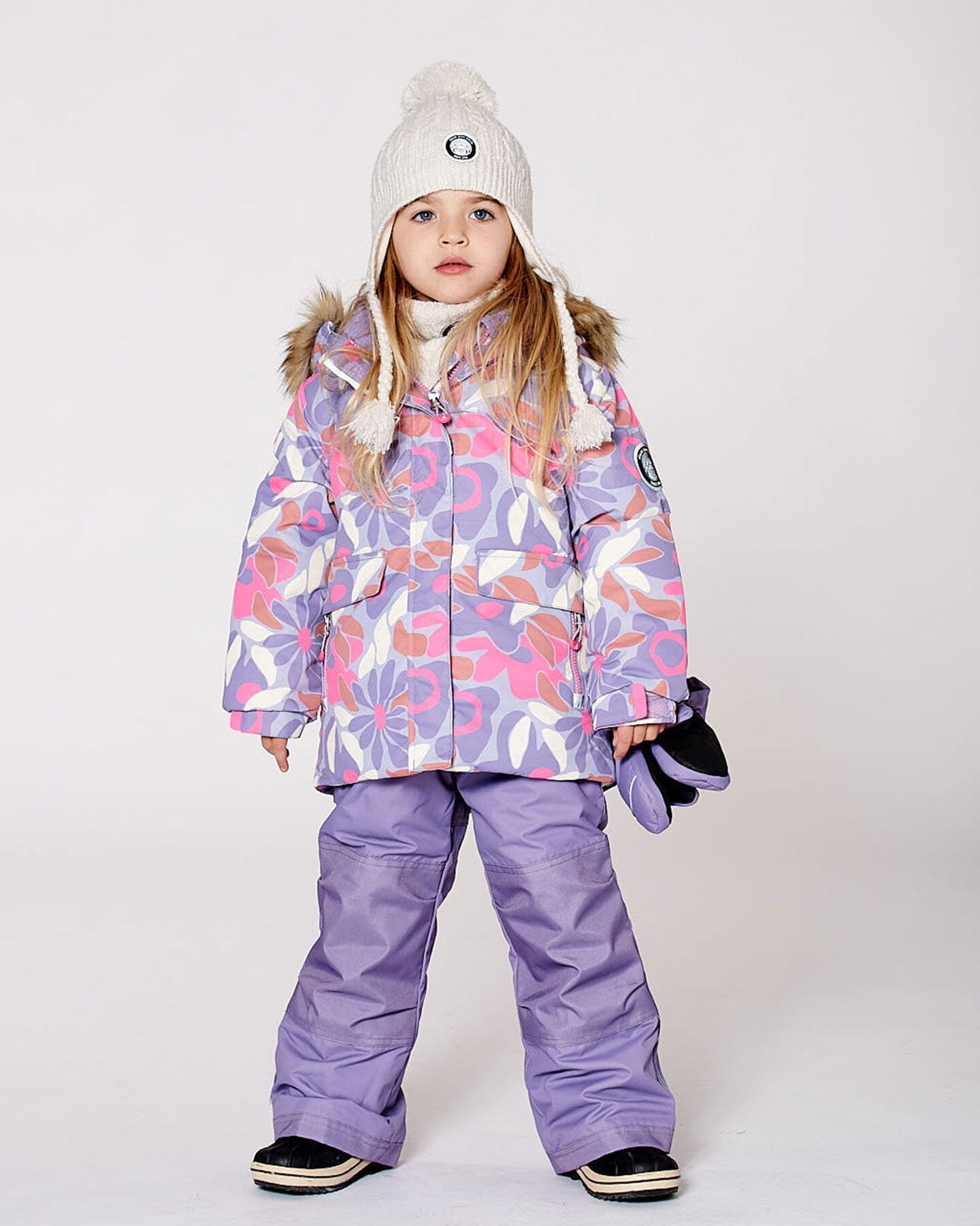 Two-Piece Discover Snowsuit With Printed Jacket Purple Gray