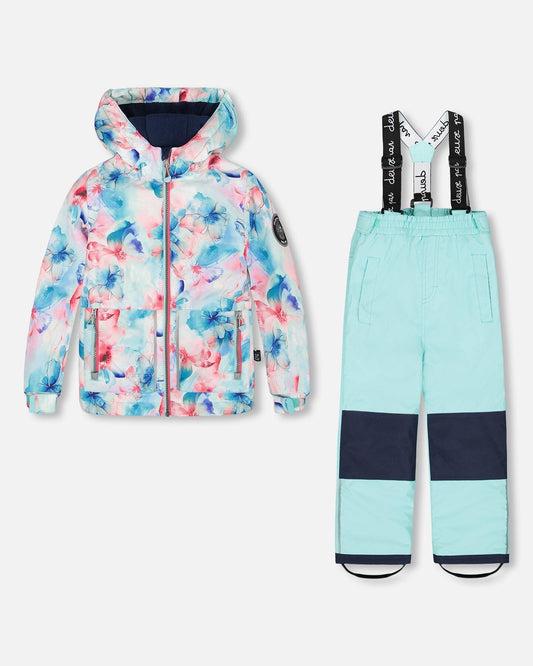 Two-Piece Chill Outerwear Set With Light Insulation Turquoise Blue