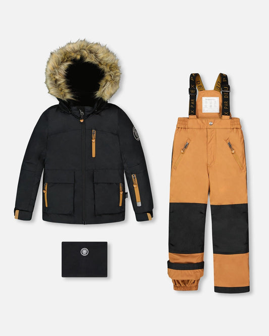 Two-Piece Play Snowsuit With Contrast Jacket Brown Sugar