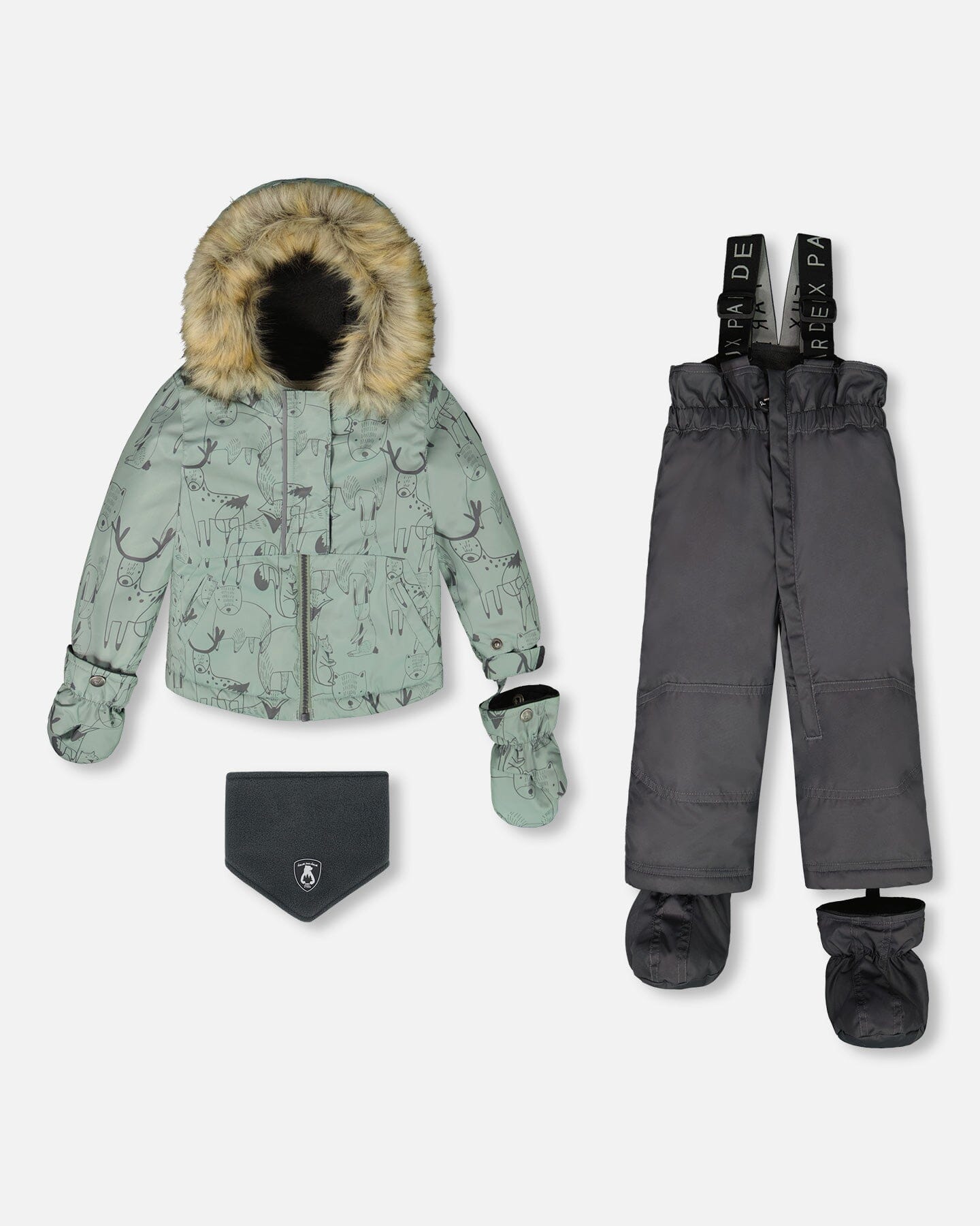 Two-Piece Baby Play Snowsuit With Printed Jacket Sage Green