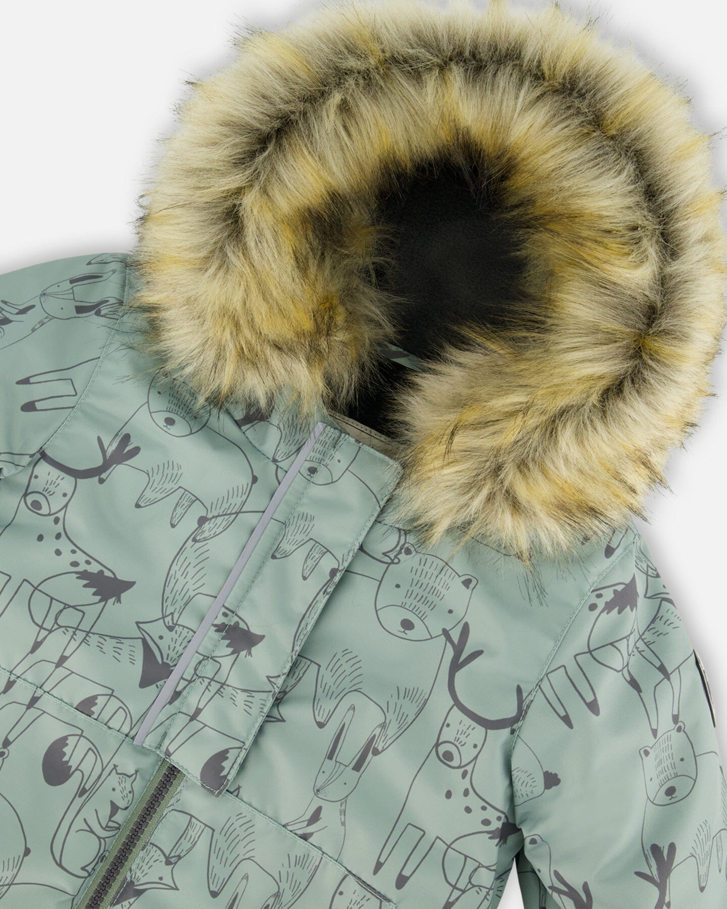 Two-Piece Baby Play Snowsuit With Printed Jacket Sage Green