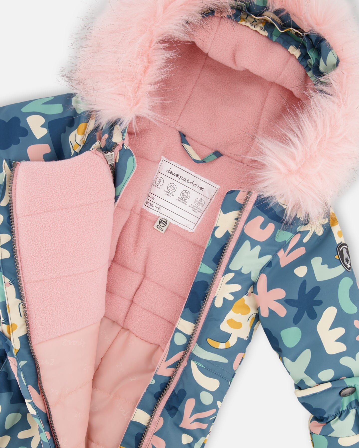 One-Piece Baby Play Snowsuit Designed For Car Seat Green Cat Print