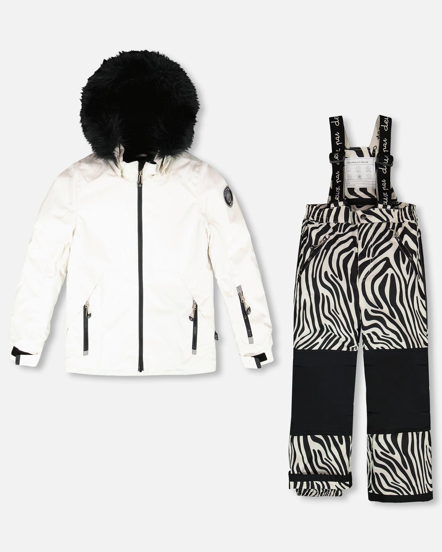 Two-Piece Play Snowsuit Off-White With Printed Pants