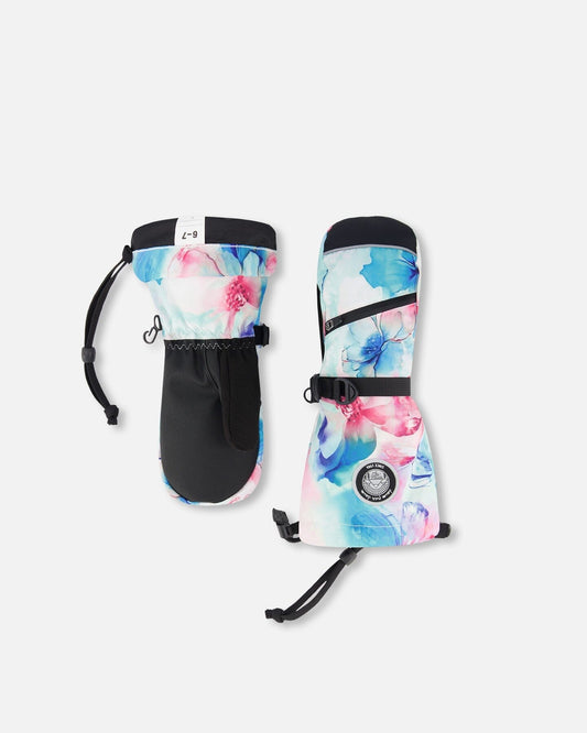 Winter Mittens Teknik Blue Flower Print