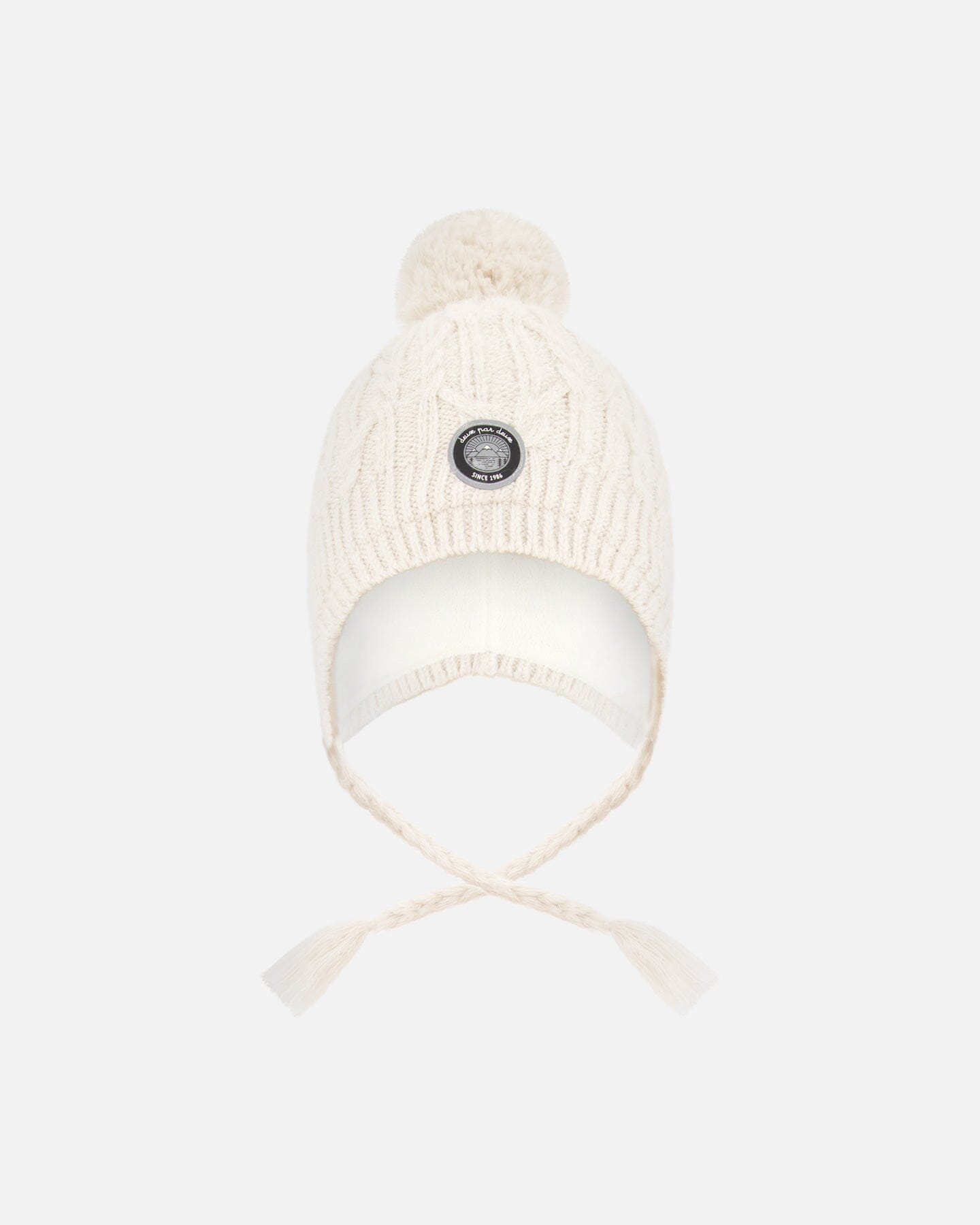 Lined Winter Hat With Pompom Off-White