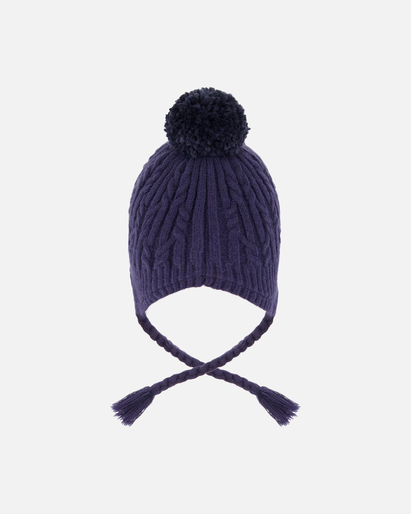 Lined Winter Hat With Pompom Navy Blue