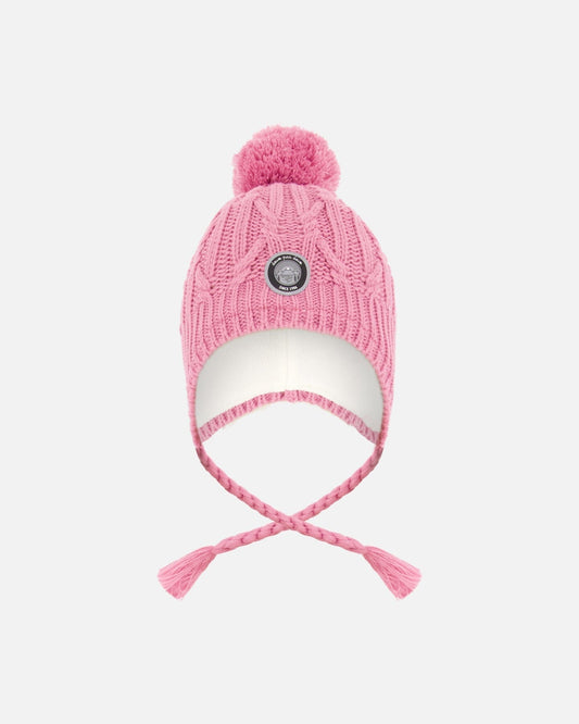 Lined Winter Hat With Pompom Pink