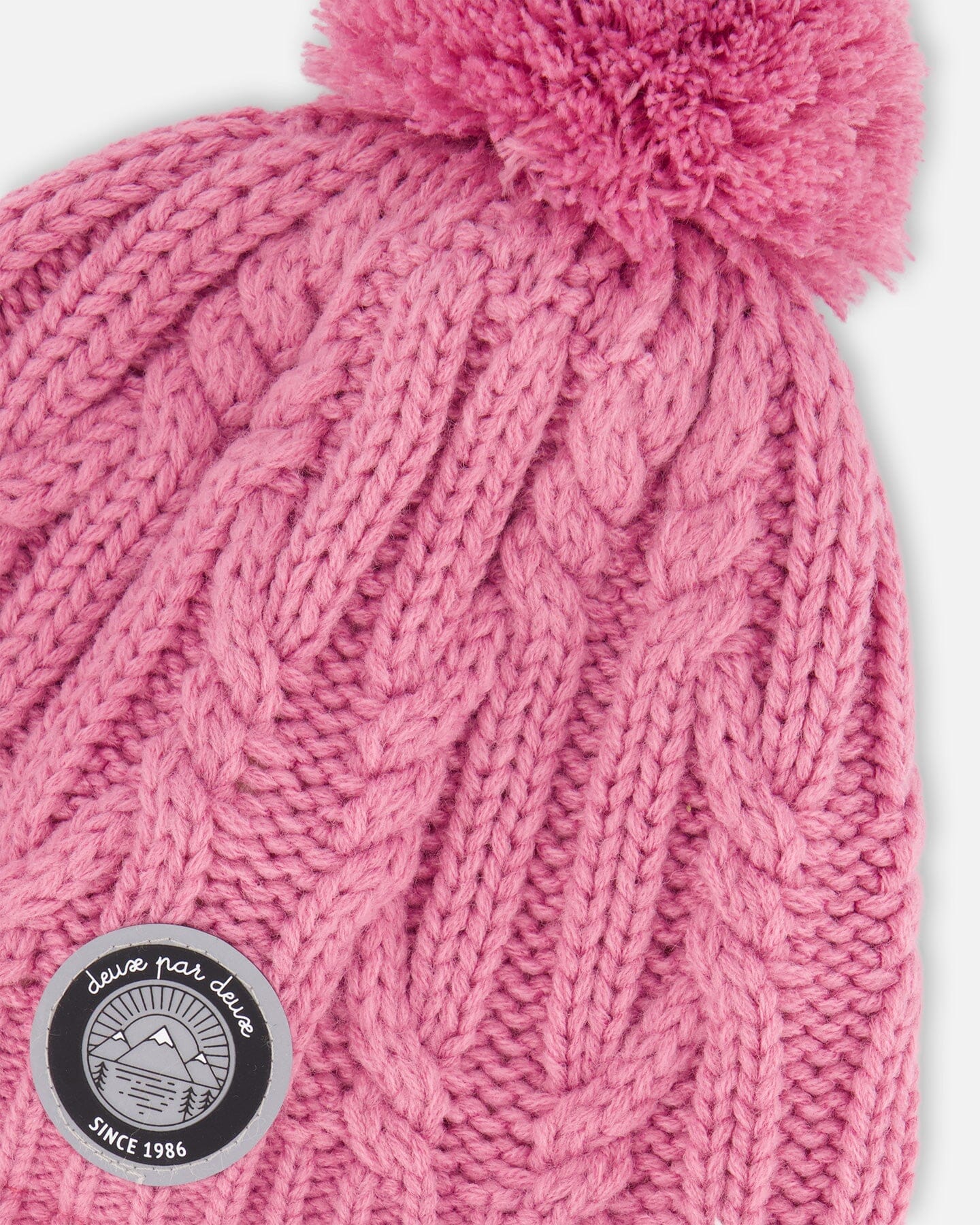 Lined Winter Hat With Pompom Pink