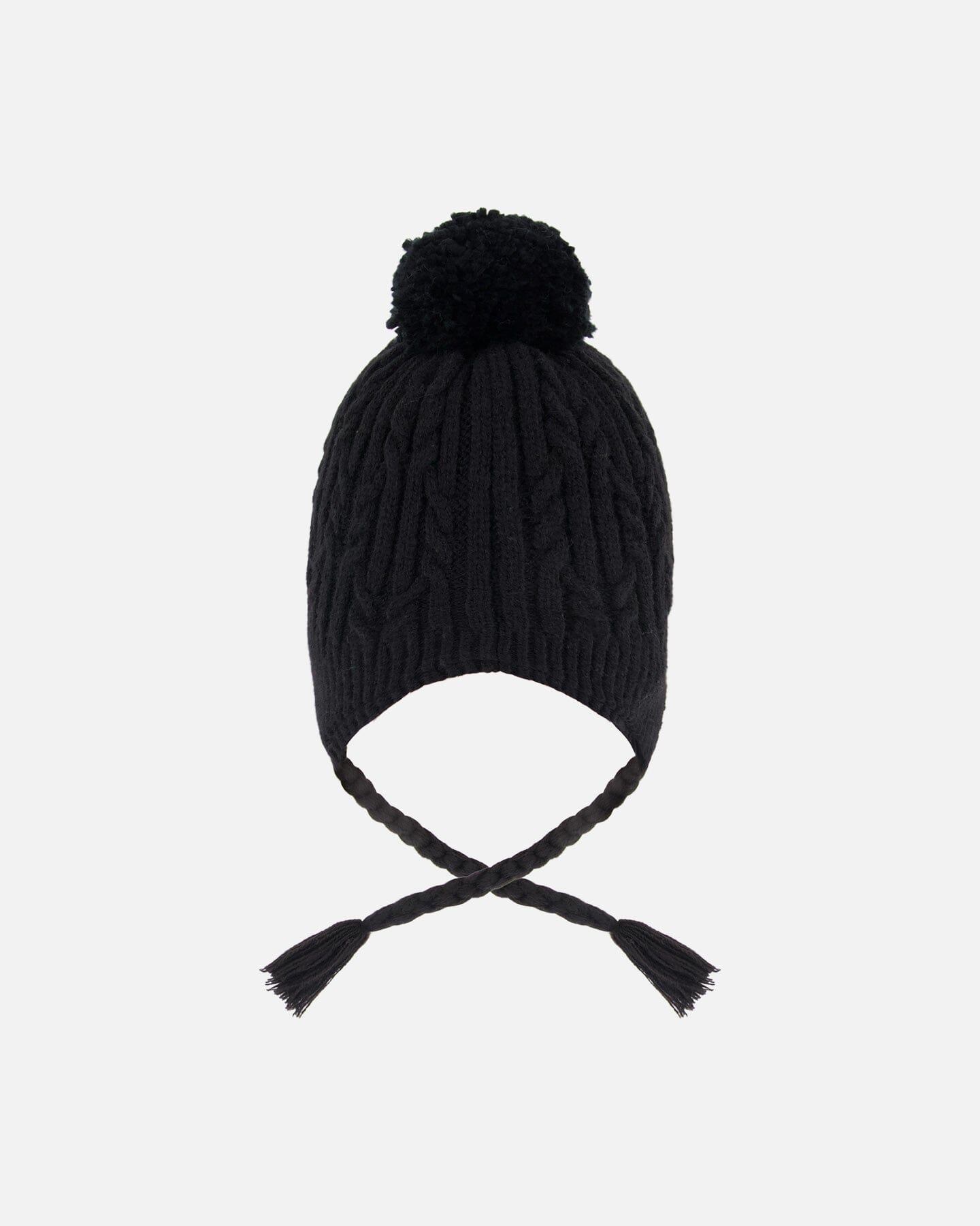 Lined Winter Hat With Pompom Black