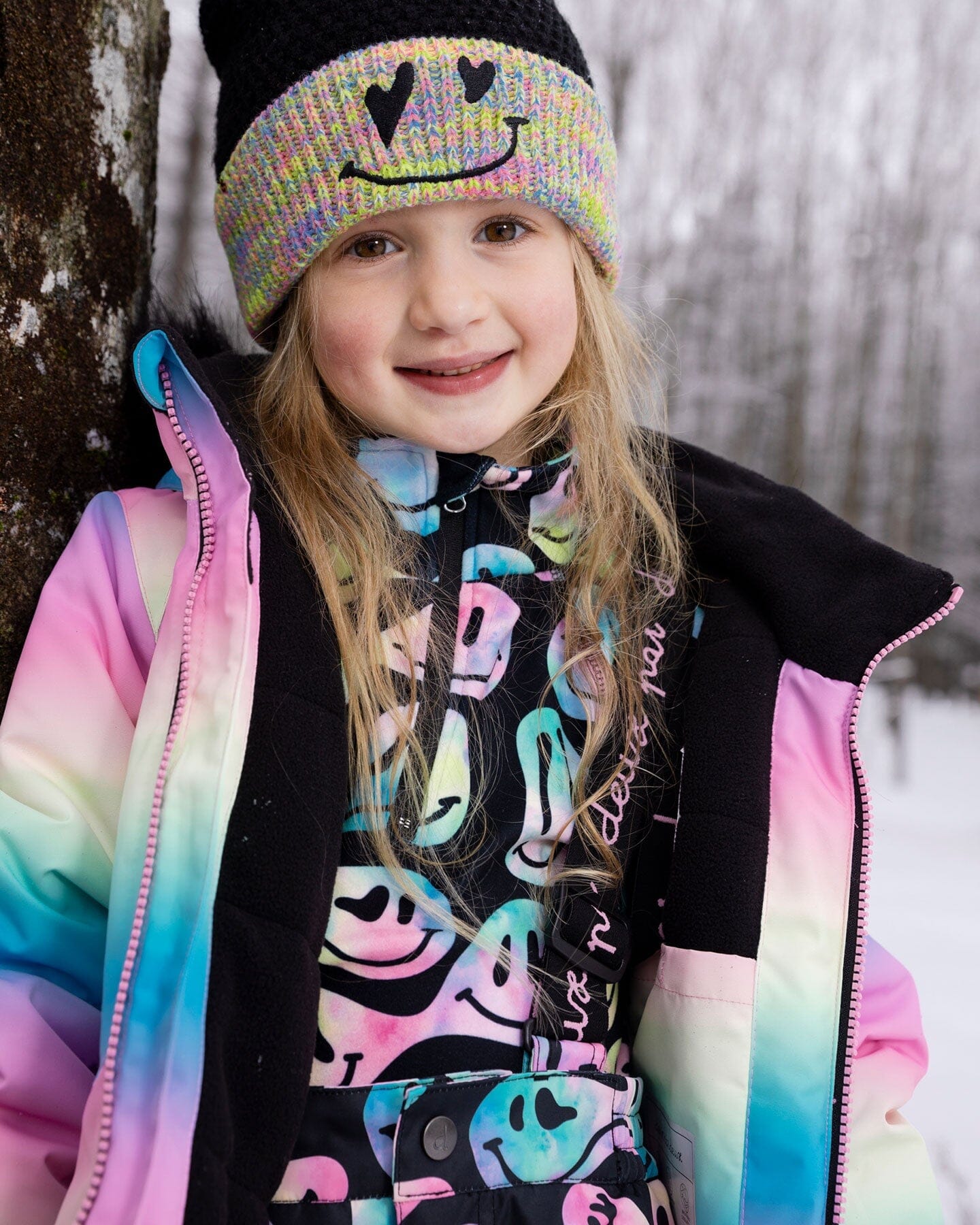 Two-Piece Thermal Underwear Set Smiley Face Girl