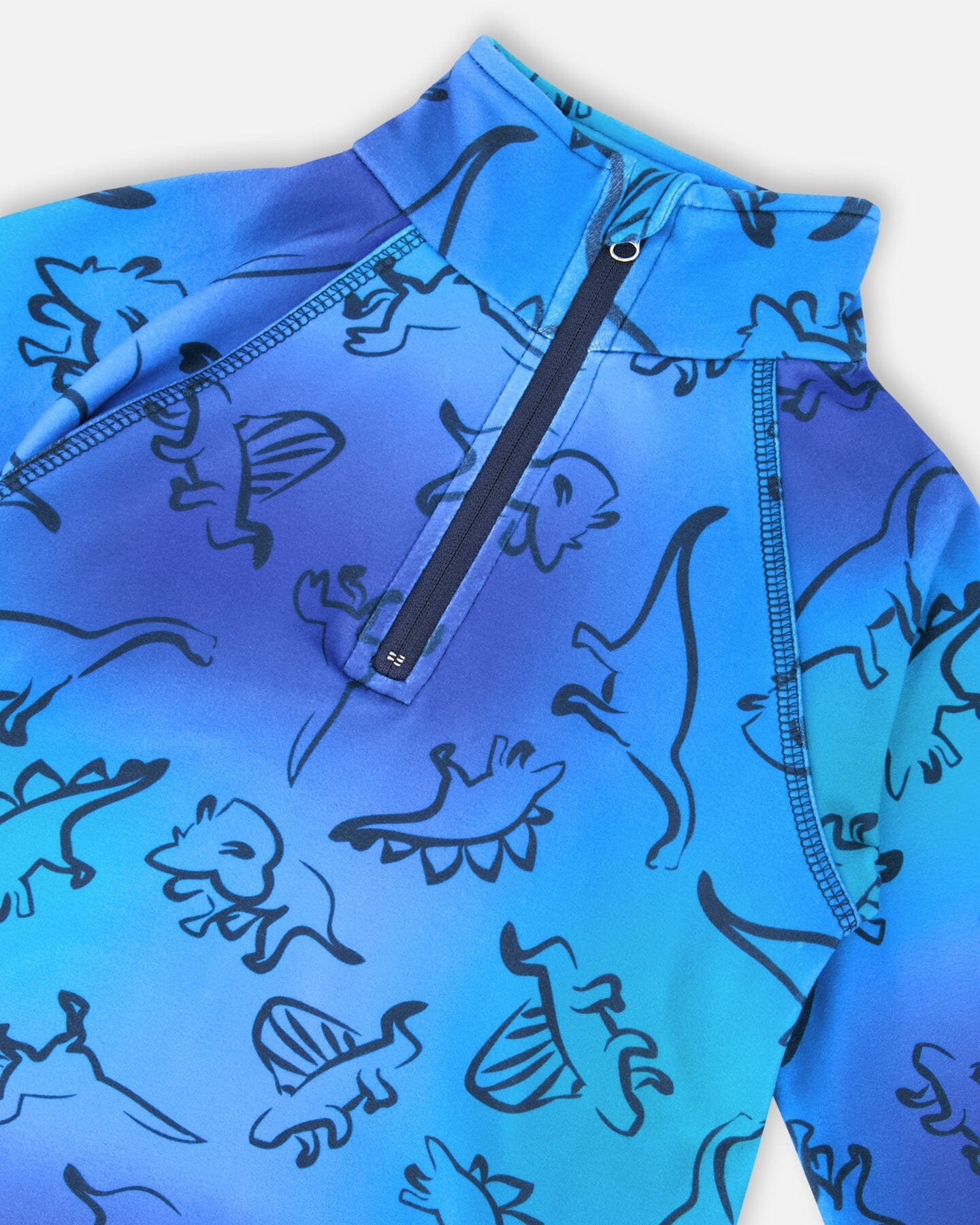 Two-Piece Thermal Underwear Set Blue Gradient Dinosaur Print