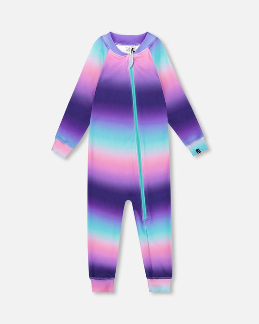 One-Piece Thermal Underwear Purple Gradient
