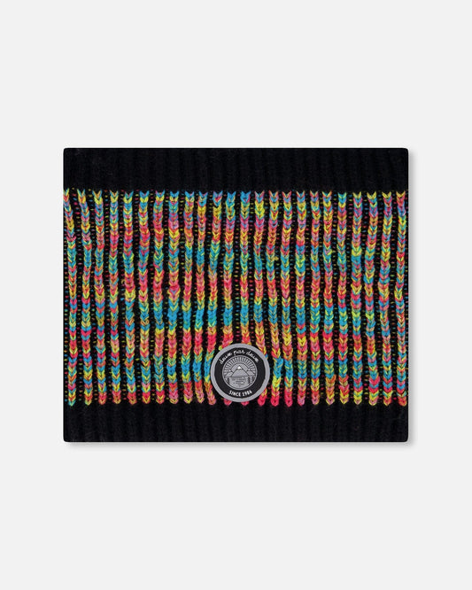 Lined Knit Neckwarmer Black And Multicolor