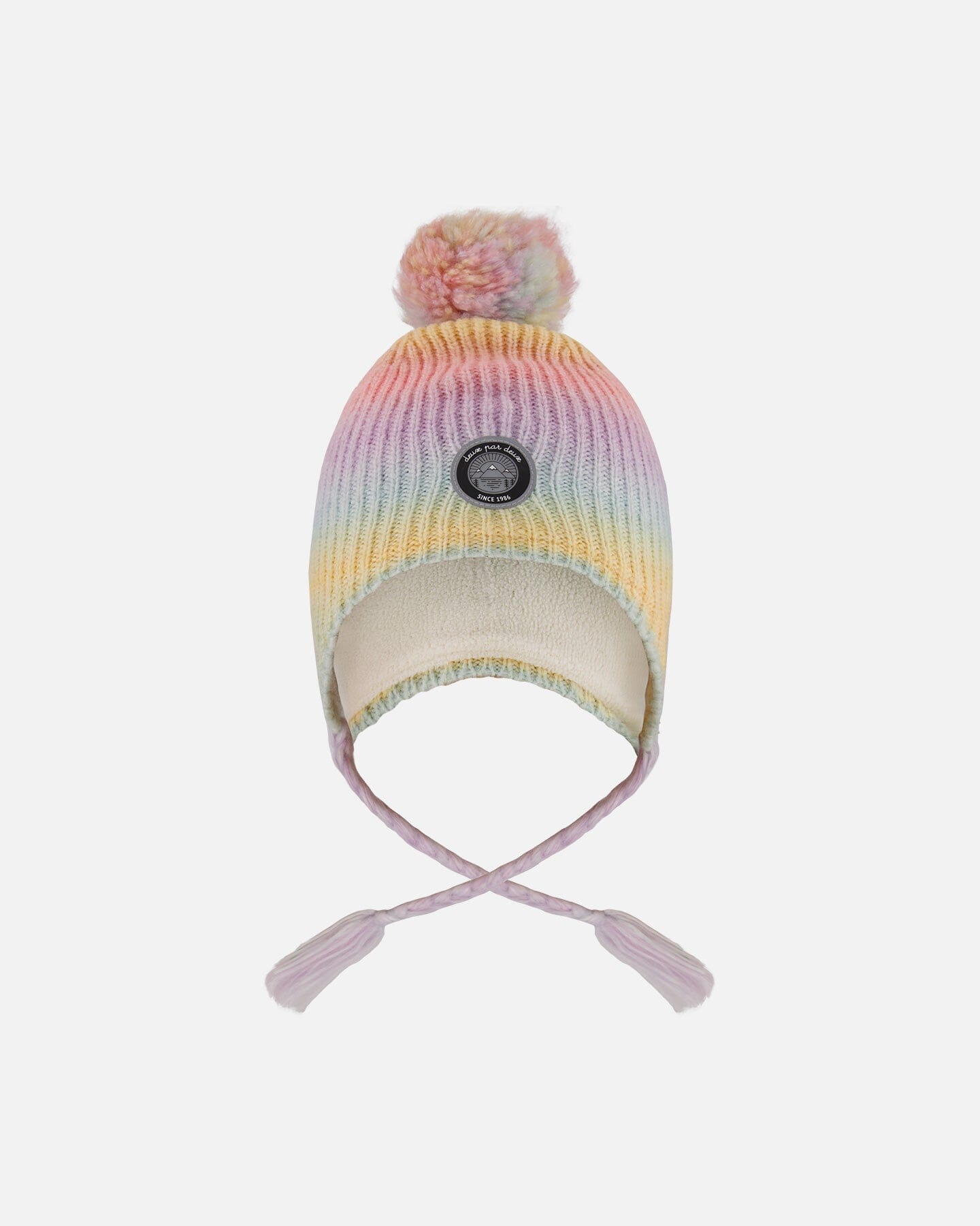 Lined Peruvian Knit Pompom Hat Multicolor