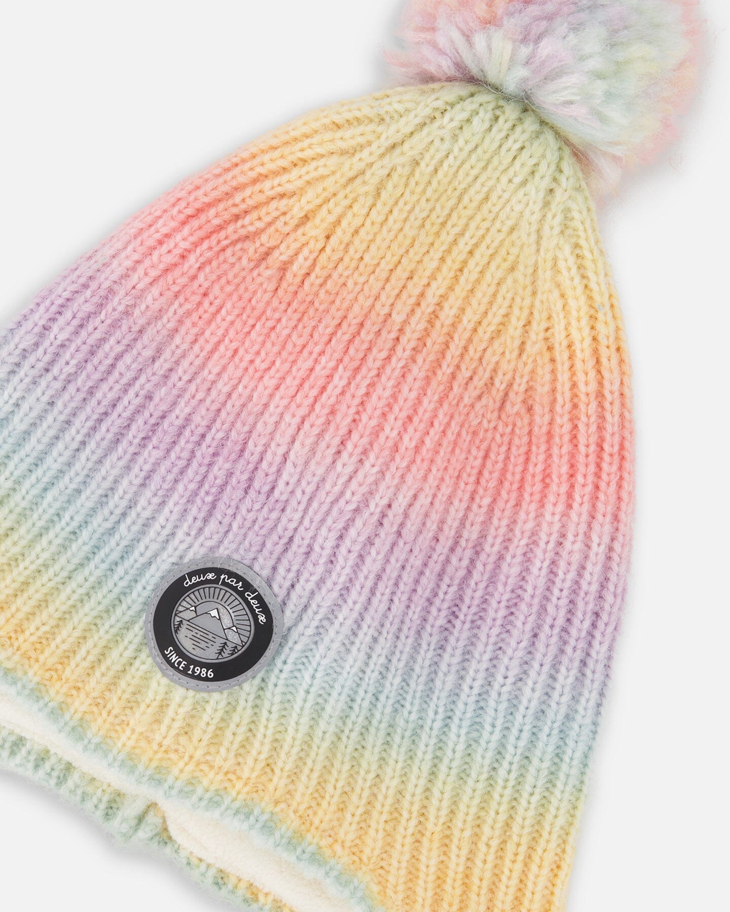 Lined Peruvian Knit Pompom Hat Multicolor