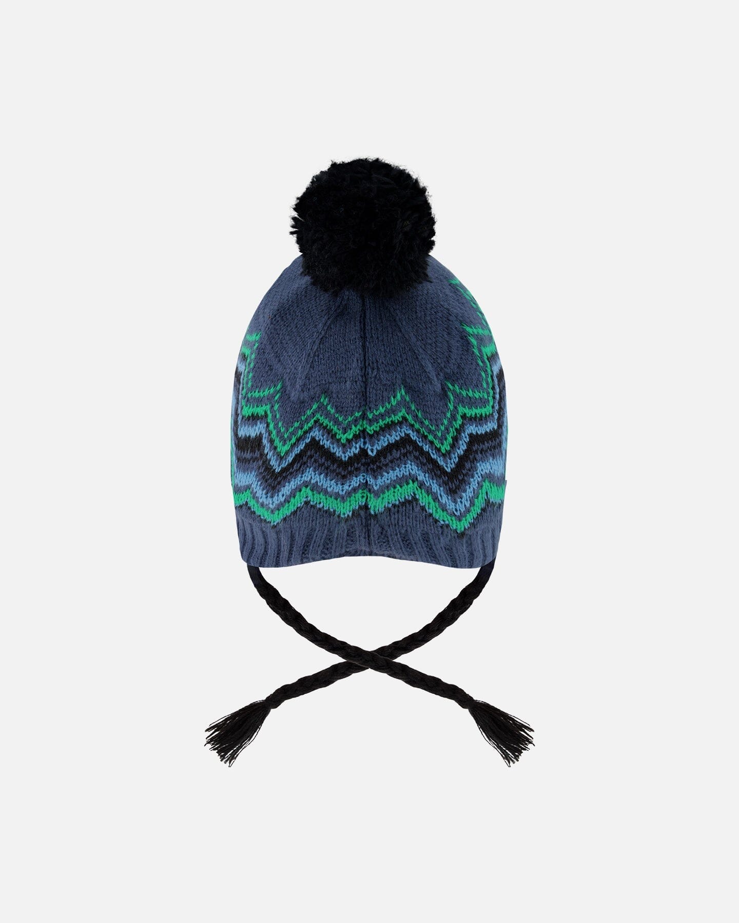Lined Peruvian Knit Pompom Hat Blue And Green