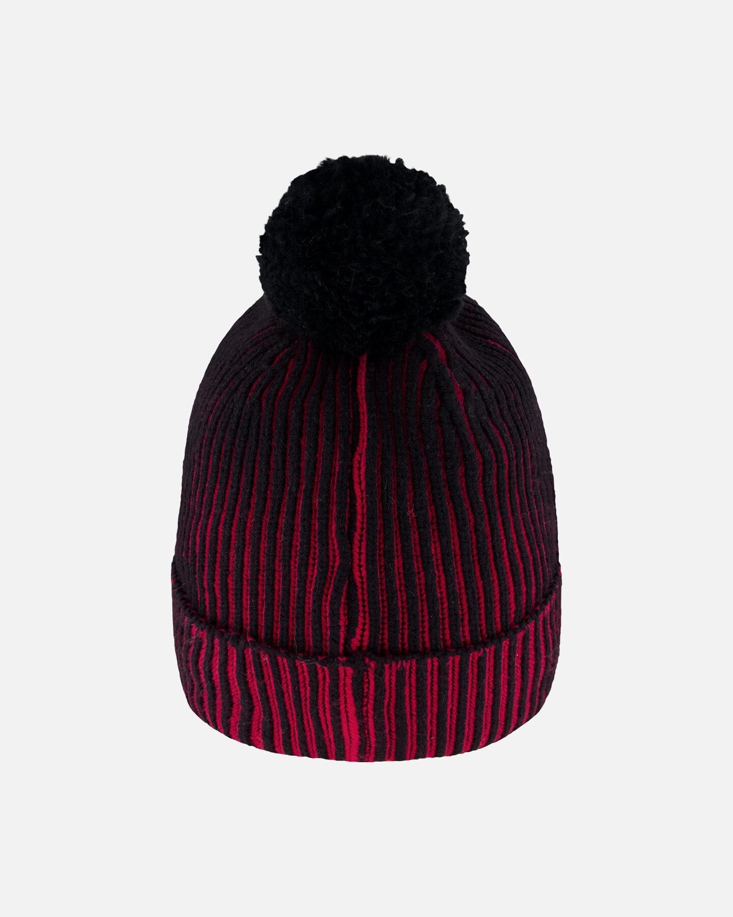 Lined Knit Pompom Hat Red And Black