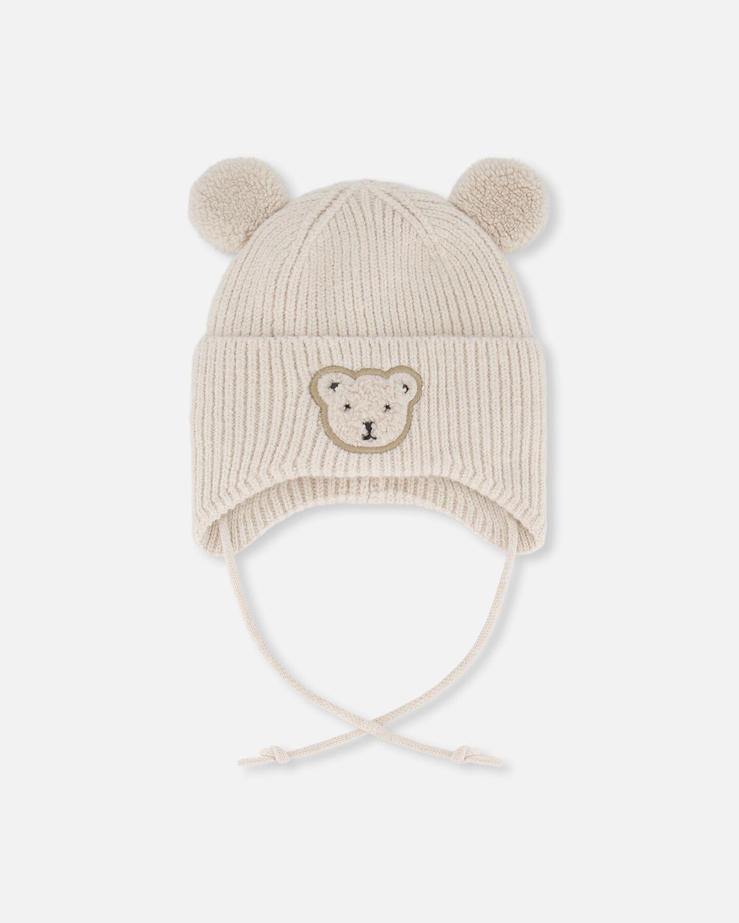 Lined Baby Winter Knit Hat With Ear Flaps Off-White