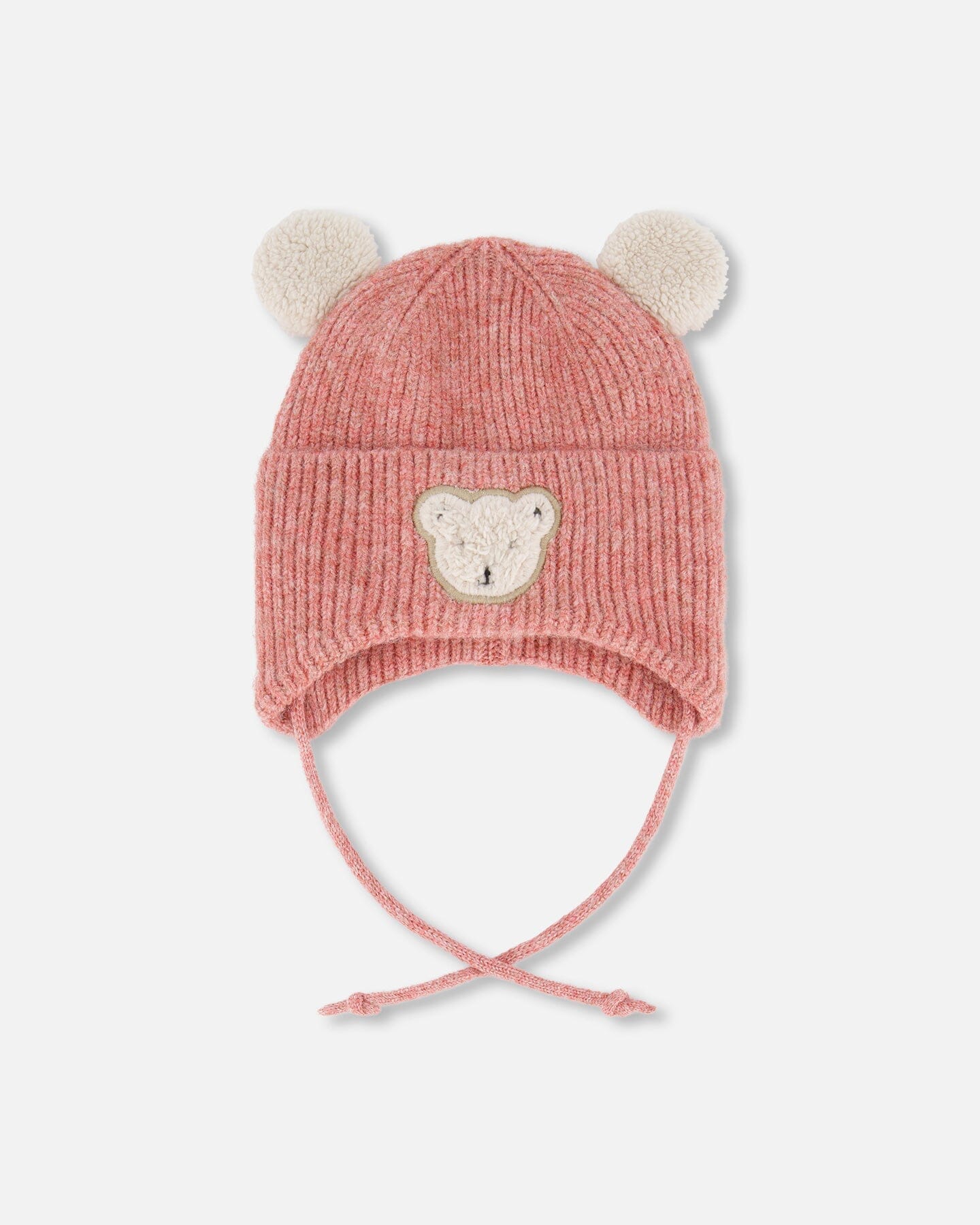 Lined Baby Winter Knit Hat With Ear Flaps Dusty Pink