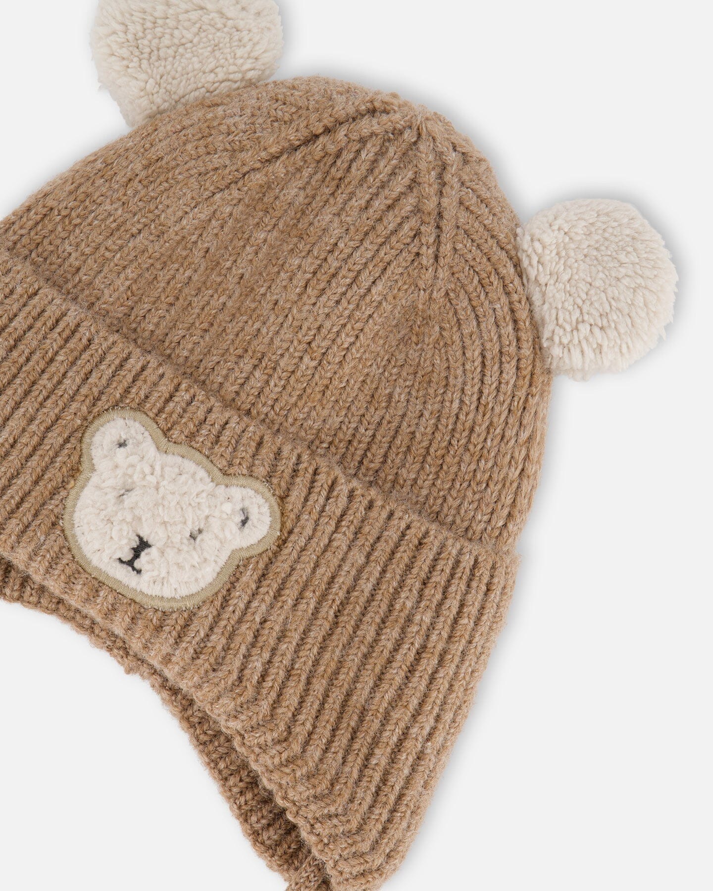 Lined Baby Winter Knit Hat With Ear Flaps Brown