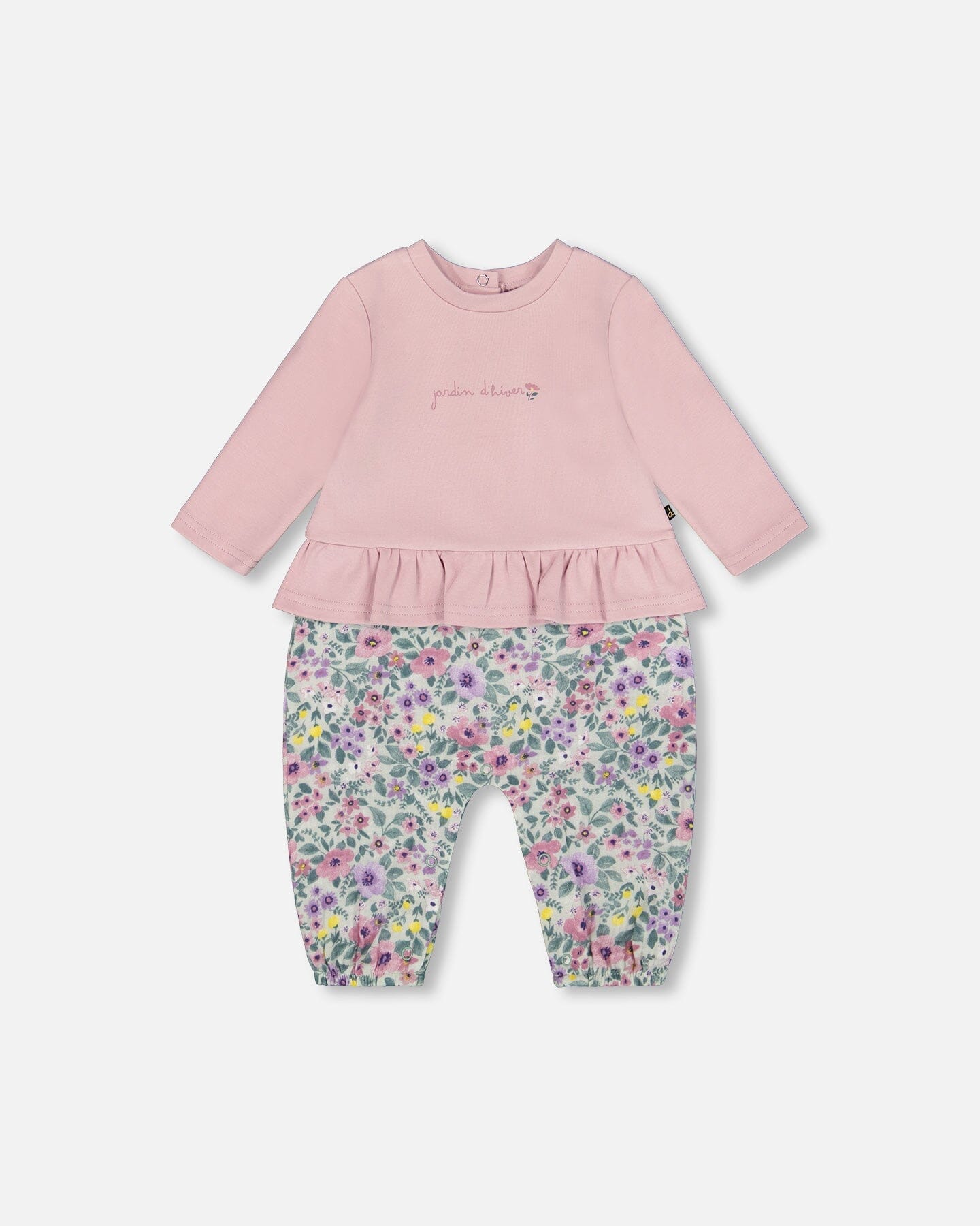 Organic Cotton Bi-Material Romper Neutral Purple