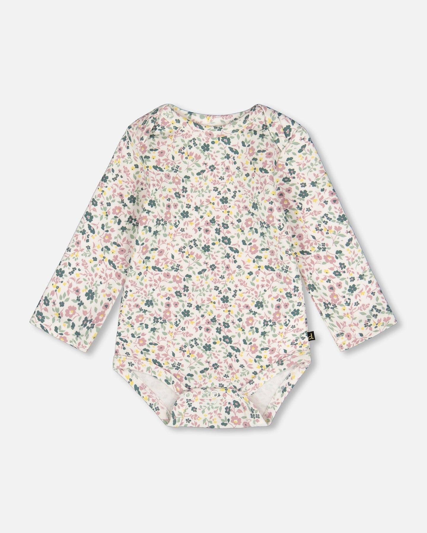 Organic Cotton Long Sleeve Romper Off-White Floral