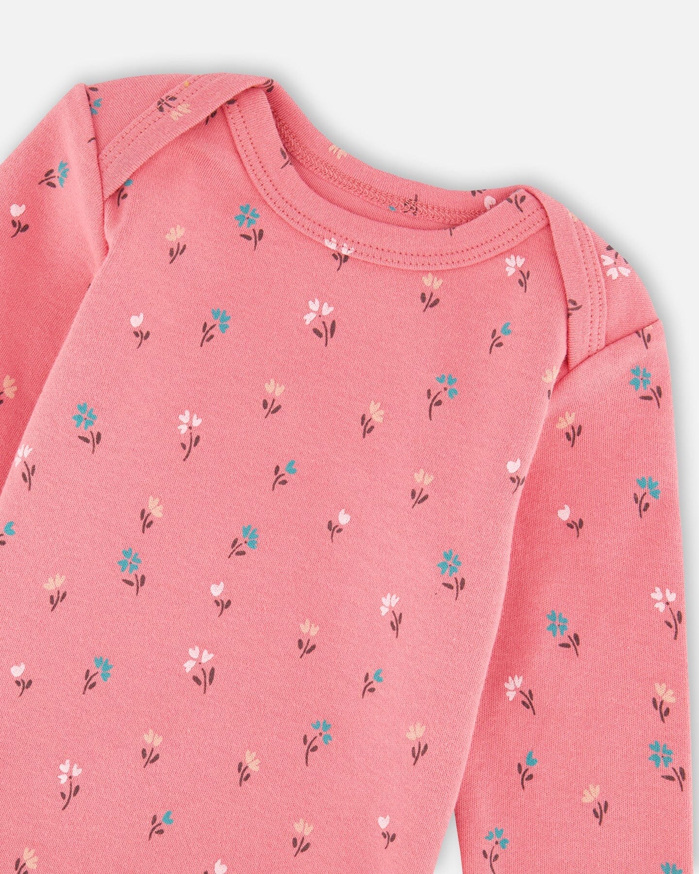 Organic Cotton Long Sleeve Romper Pink Floral