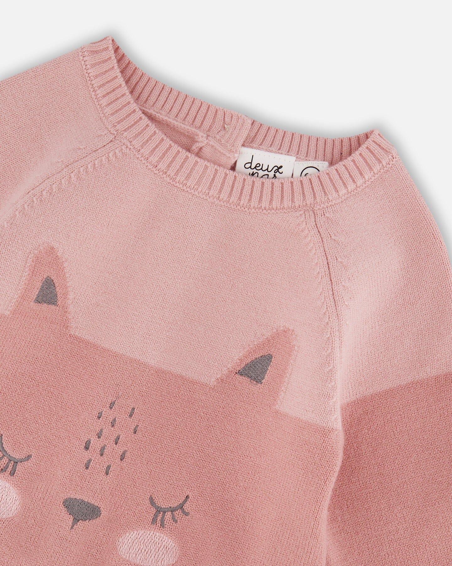 Knitted Bi-Color Cat Romper Old Pink