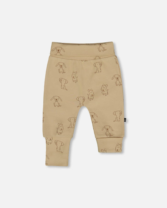 Organic Cotton Evolutive Pants Beige Printed Dogs