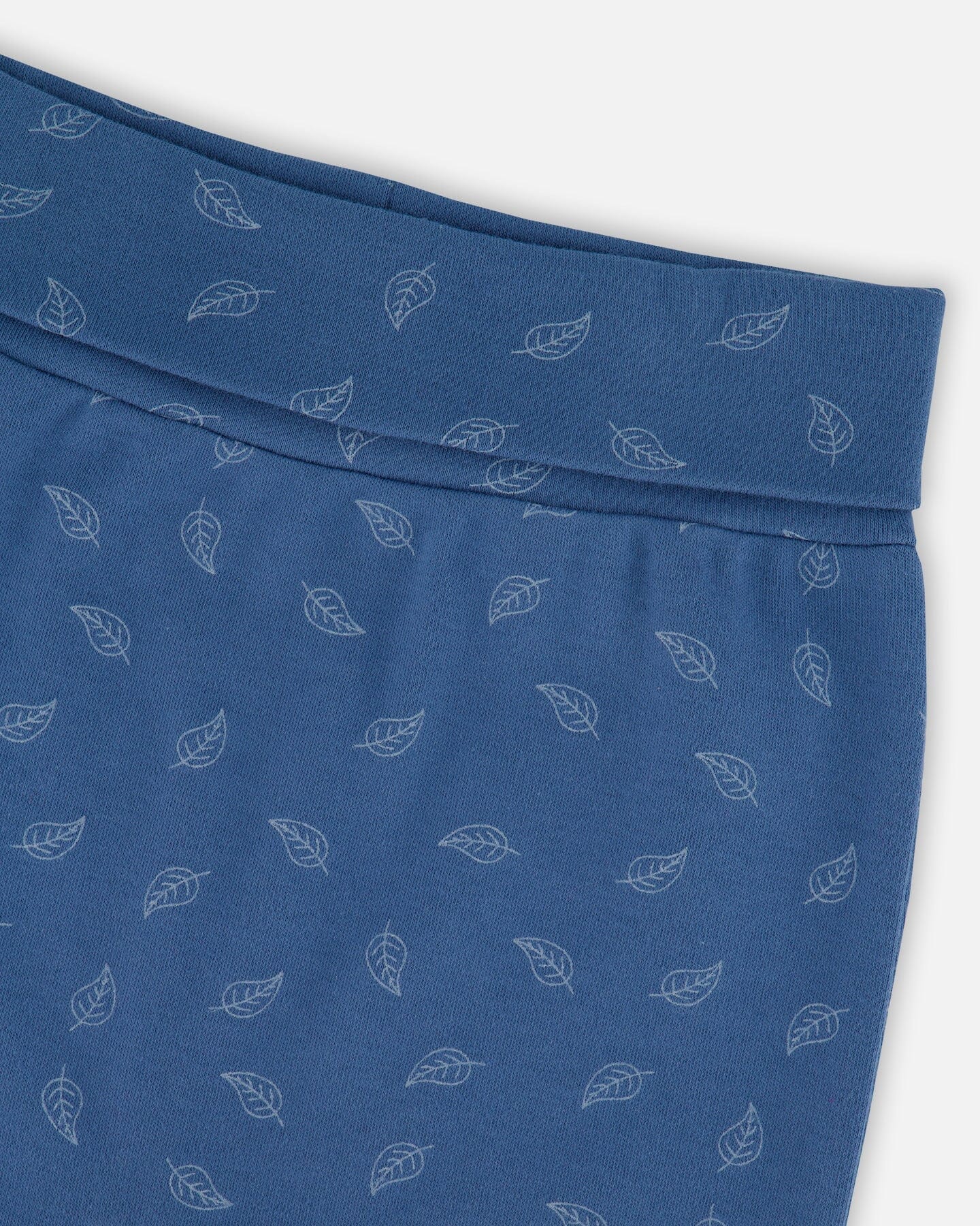 Organic Cotton Evolutive Pants Blue Printed Leaves