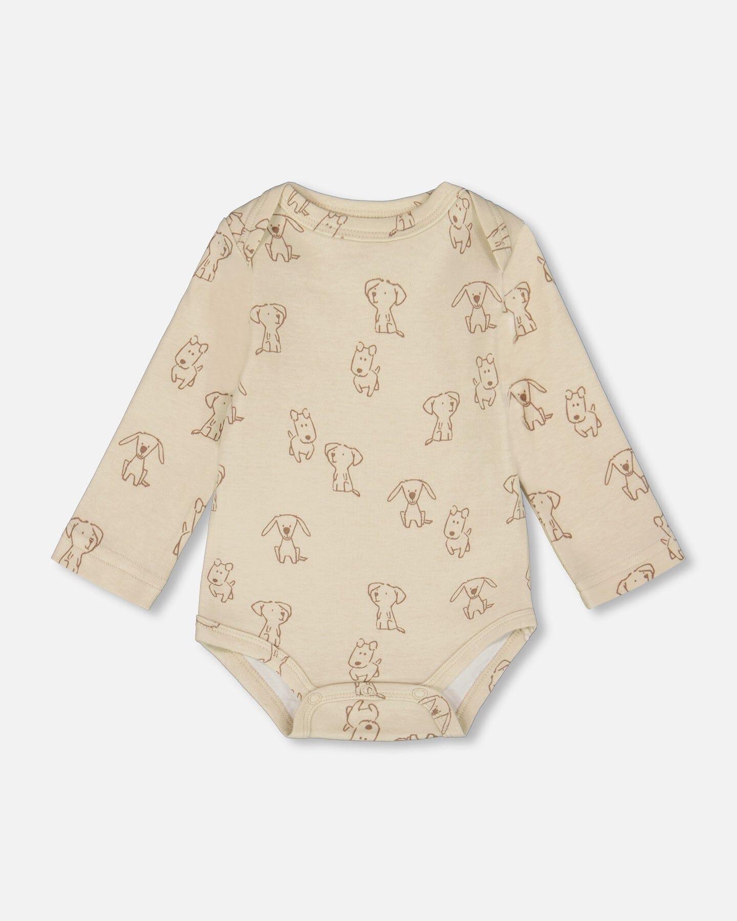 Organic Cotton Onesie Beige Puppy Print