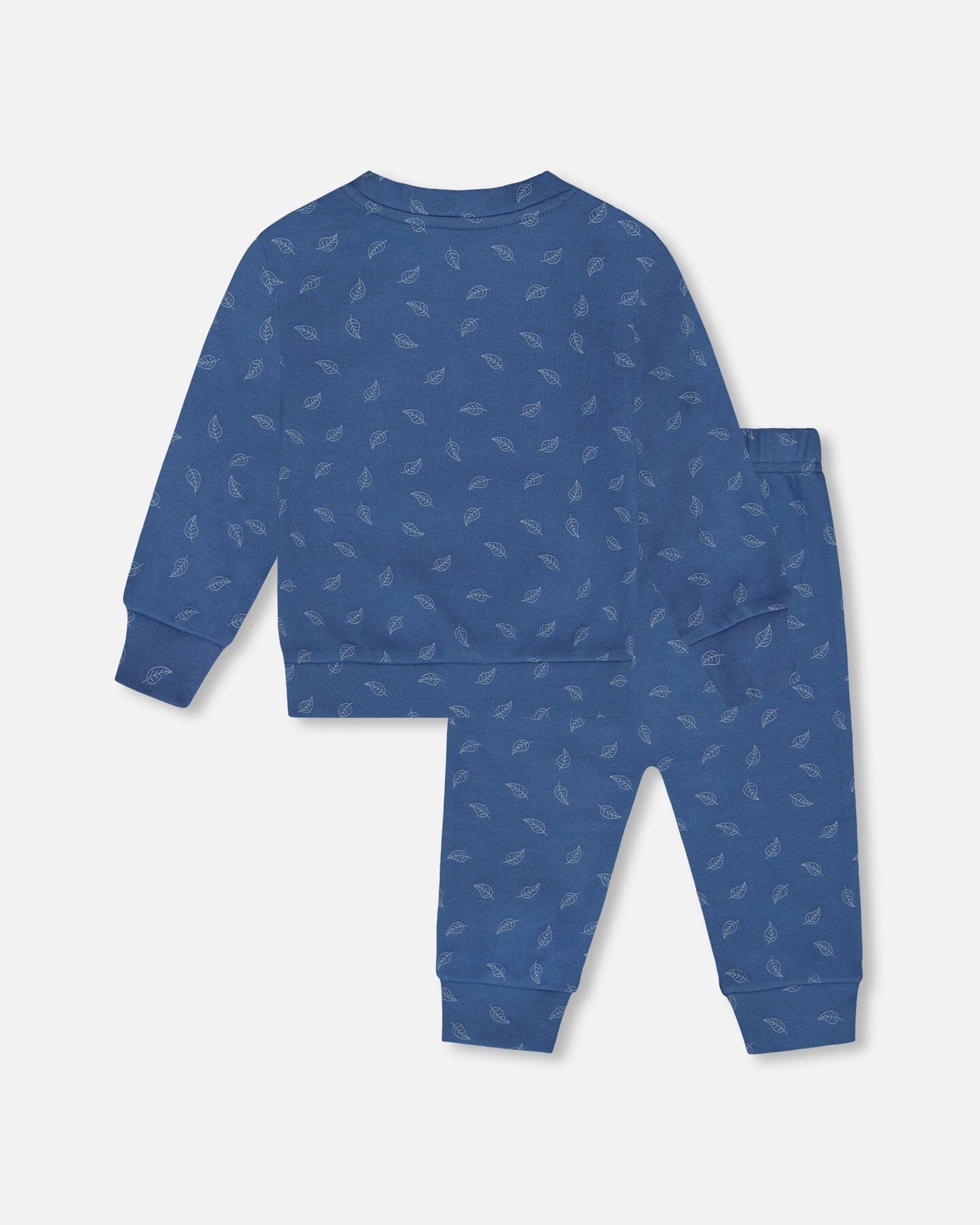 Organic Cotton Pant And Top Set Blue Leaf Print