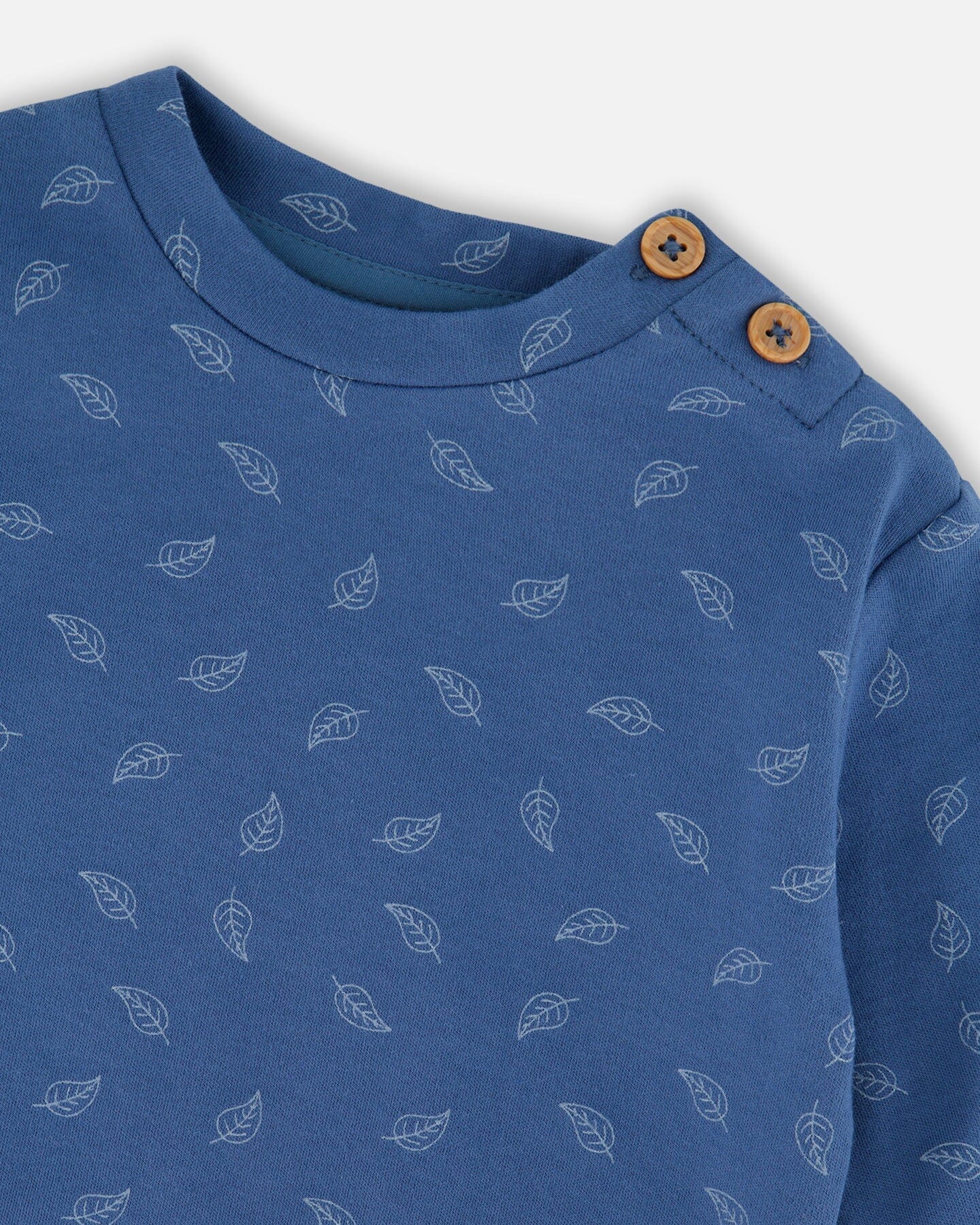 Organic Cotton Pant And Top Set Blue Leaf Print