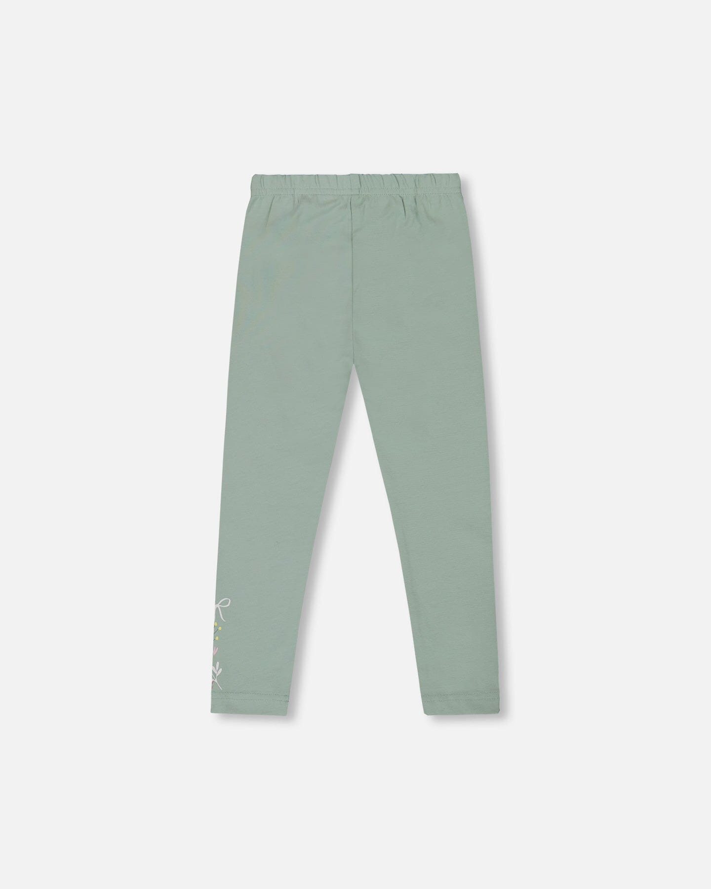 Organic Cotton Jersey Leggings Jade Green With Floral Detail