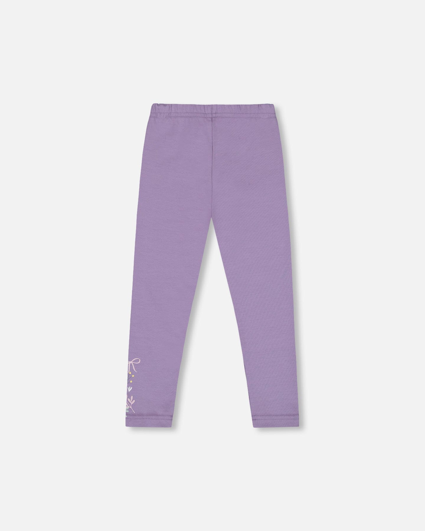 Organic Cotton Jersey Leggings Purple Gray With Floral Detail