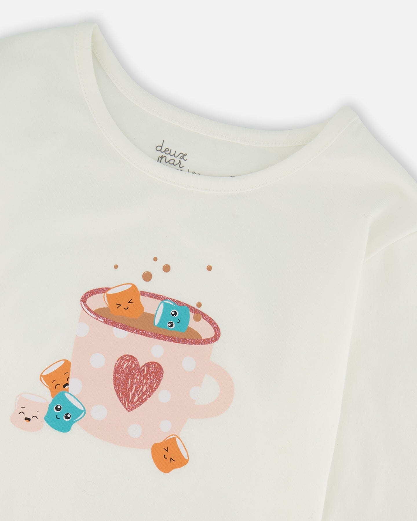 Organic Cotton Long Sleeve T-Shirt Off-White With Hot Chocolate